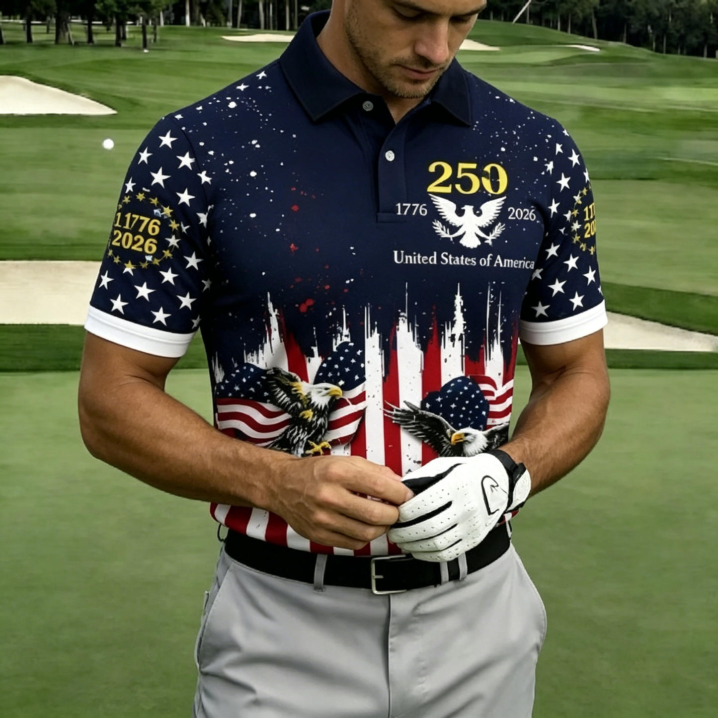 USA 250th Men's short-sleeved polo shirt ZM7011 - GLOWUP