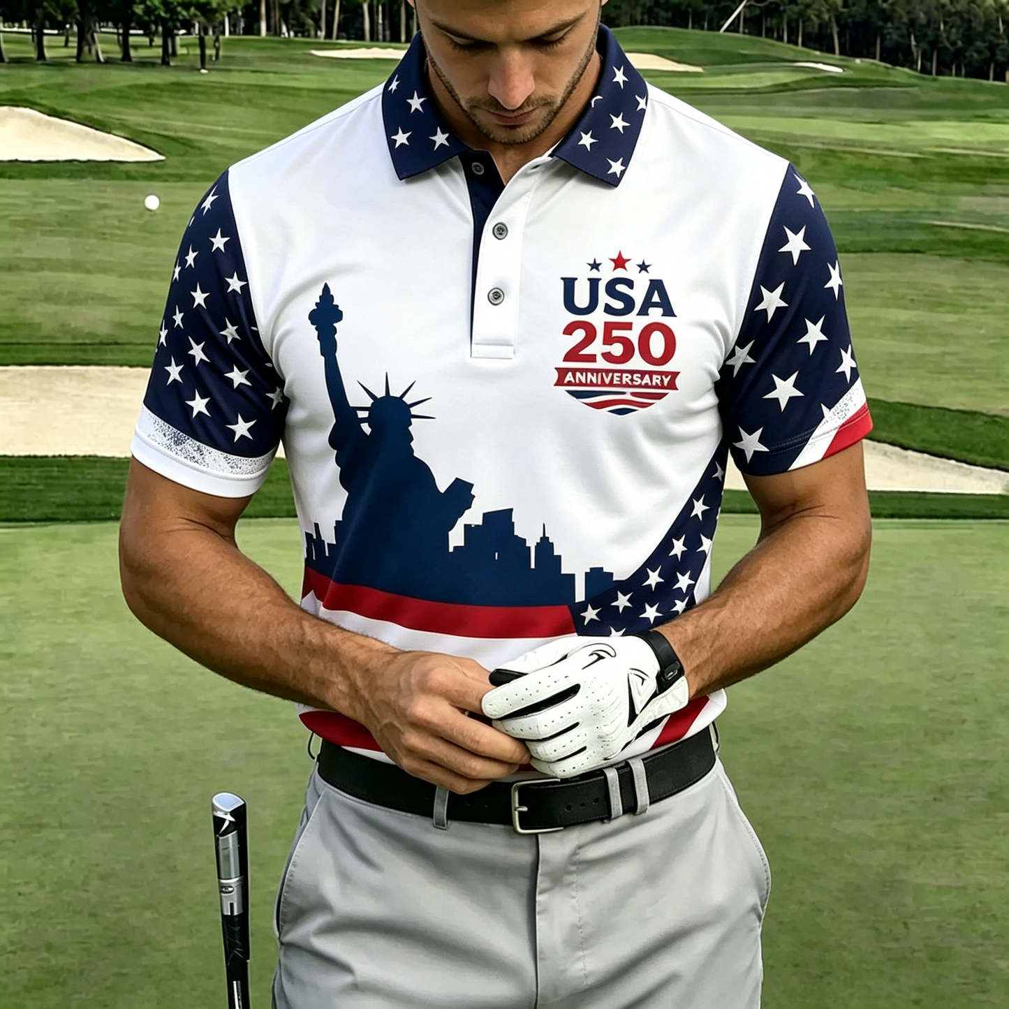 USA 250th Men's short-sleeved polo shirt ZM7022 - GLOWUP