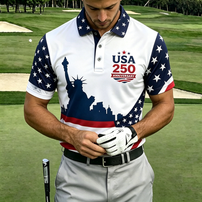 USA 250th Men's short-sleeved polo shirt ZM7022 - GLOWUP