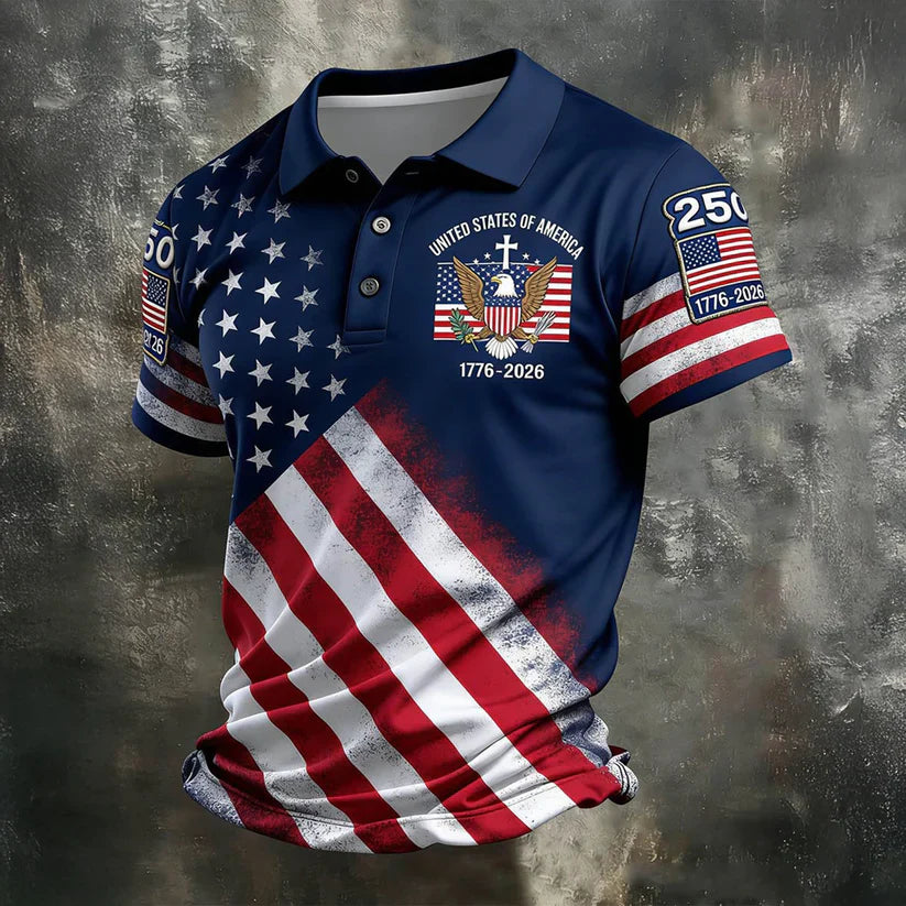 USA 250th Men's short-sleeved polo shirt ZM7014 - GLOWUP