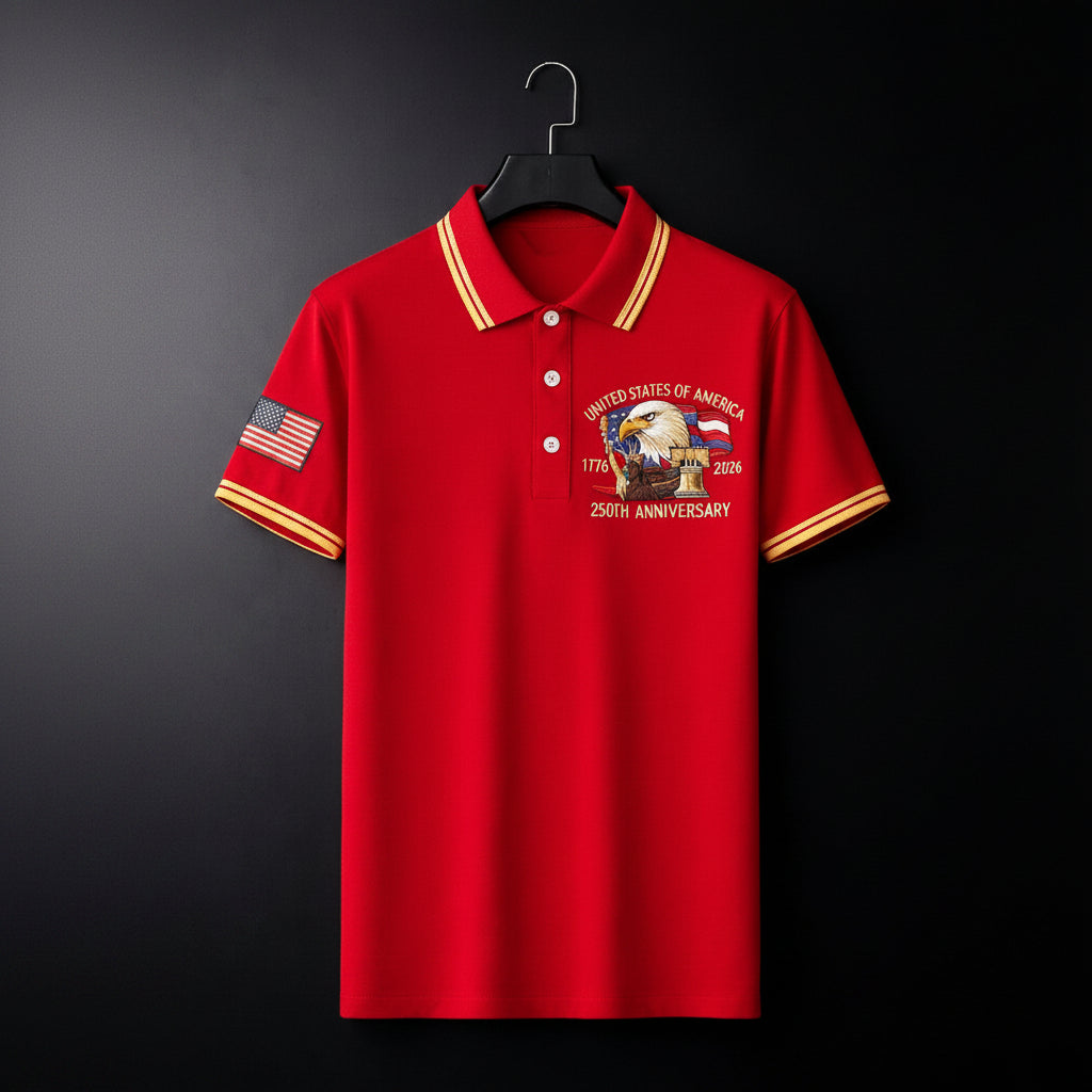 USA 250th Men's short-sleeved polo shirt  ML1240 - GLOWUP