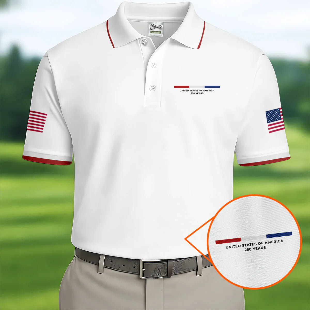 USA 250th Men's short-sleeved polo shirt ZM4705 - GLOWUP