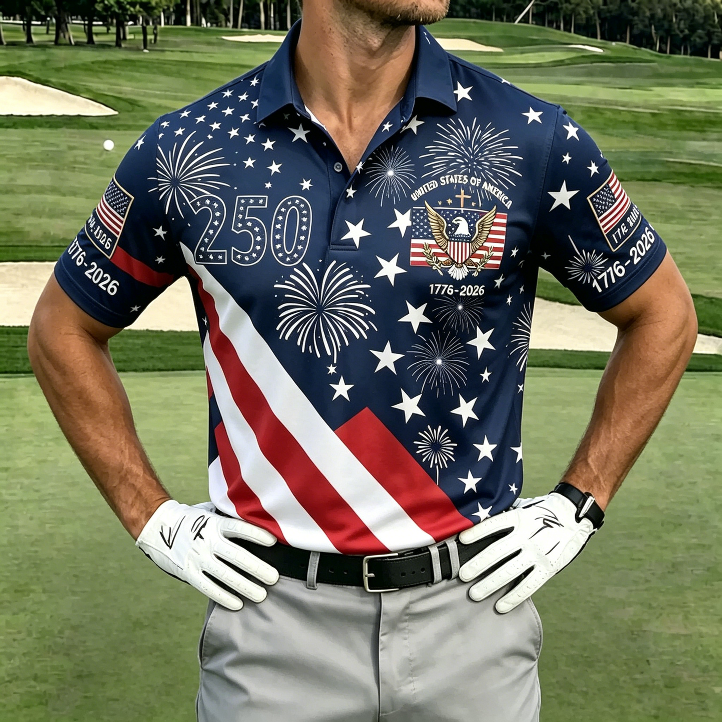 USA 250th Men's short-sleeved polo shirt ZM7028 - GLOWUP