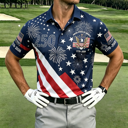 USA 250th Men's short-sleeved polo shirt ZM7028 - GLOWUP