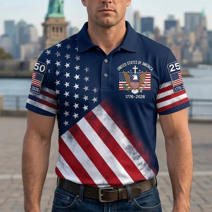 USA 250th Men's short-sleeved polo shirt ZM7014 - GLOWUP