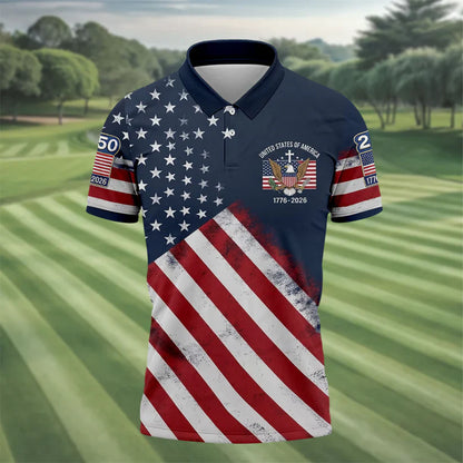 USA 250th Men's short-sleeved polo shirt ZM7014 - GLOWUP