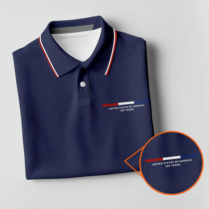 USA 250th Men's short-sleeved polo shirt ZM4705 - GLOWUP
