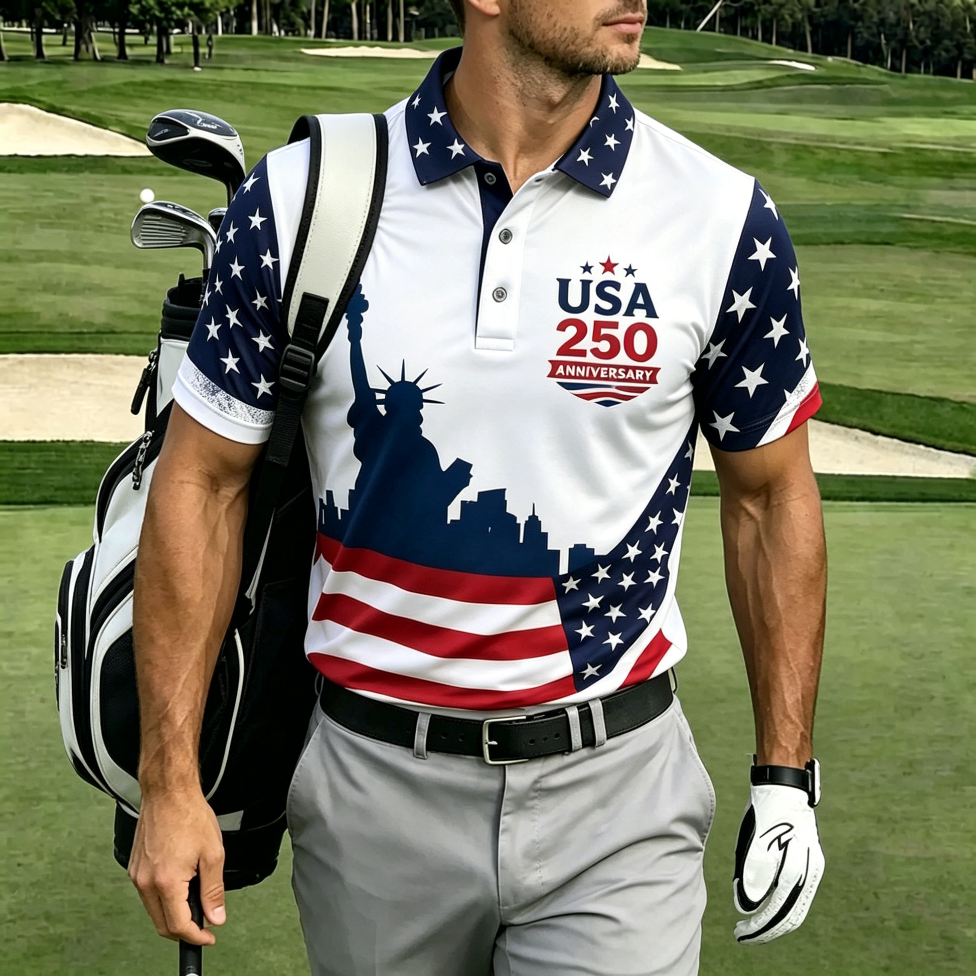 USA 250th Men's short-sleeved polo shirt ZM7022 - GLOWUP
