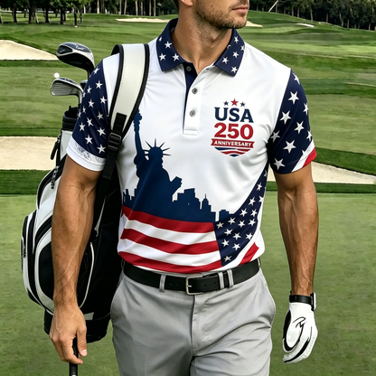 USA 250th Men's short-sleeved polo shirt ZM7022 - GLOWUP