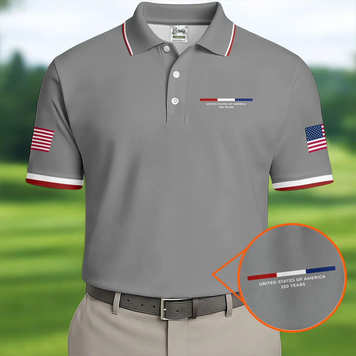 USA 250th Men's short-sleeved polo shirt ZM4705 - GLOWUP