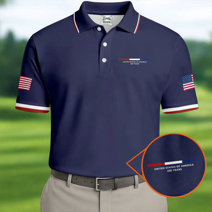 USA 250th Men's short-sleeved polo shirt ZM4705 - GLOWUP