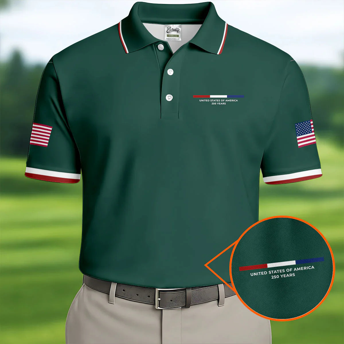 USA 250th Men's short-sleeved polo shirt ZM4705 - GLOWUP
