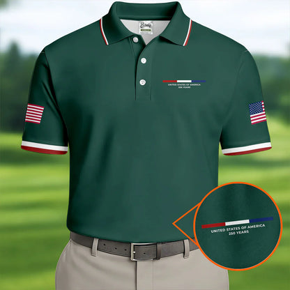 USA 250th Men's short-sleeved polo shirt ZM4705 - GLOWUP