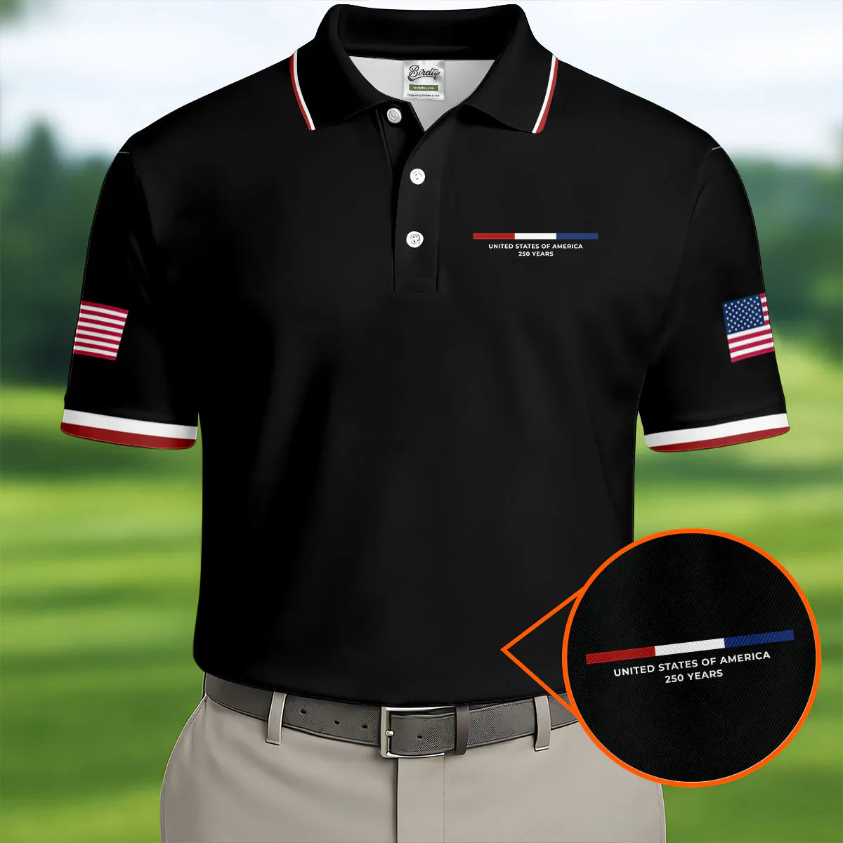 USA 250th Men's short-sleeved polo shirt ZM4705 - GLOWUP