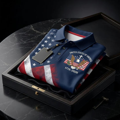 USA 250th Men's short-sleeved polo shirt ZM7014 - GLOWUP
