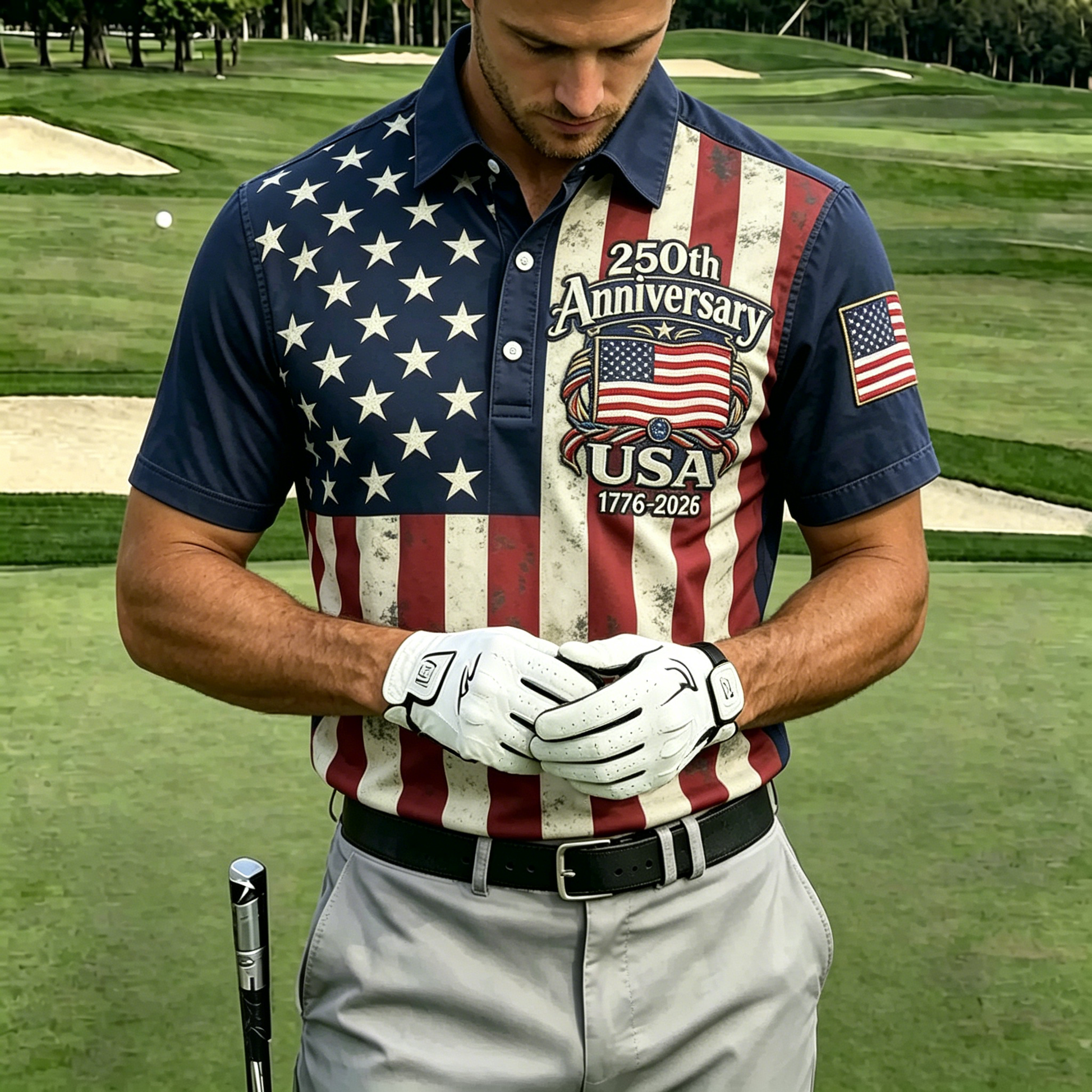 USA 250th Men's short-sleeved polo shirt ZM7037 - GLOWUP