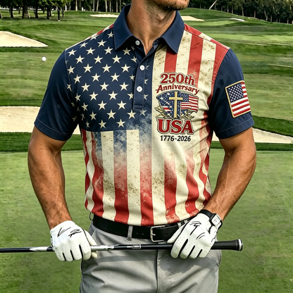 USA 250th Men's short-sleeved polo shirt ZM7037 - GLOWUP
