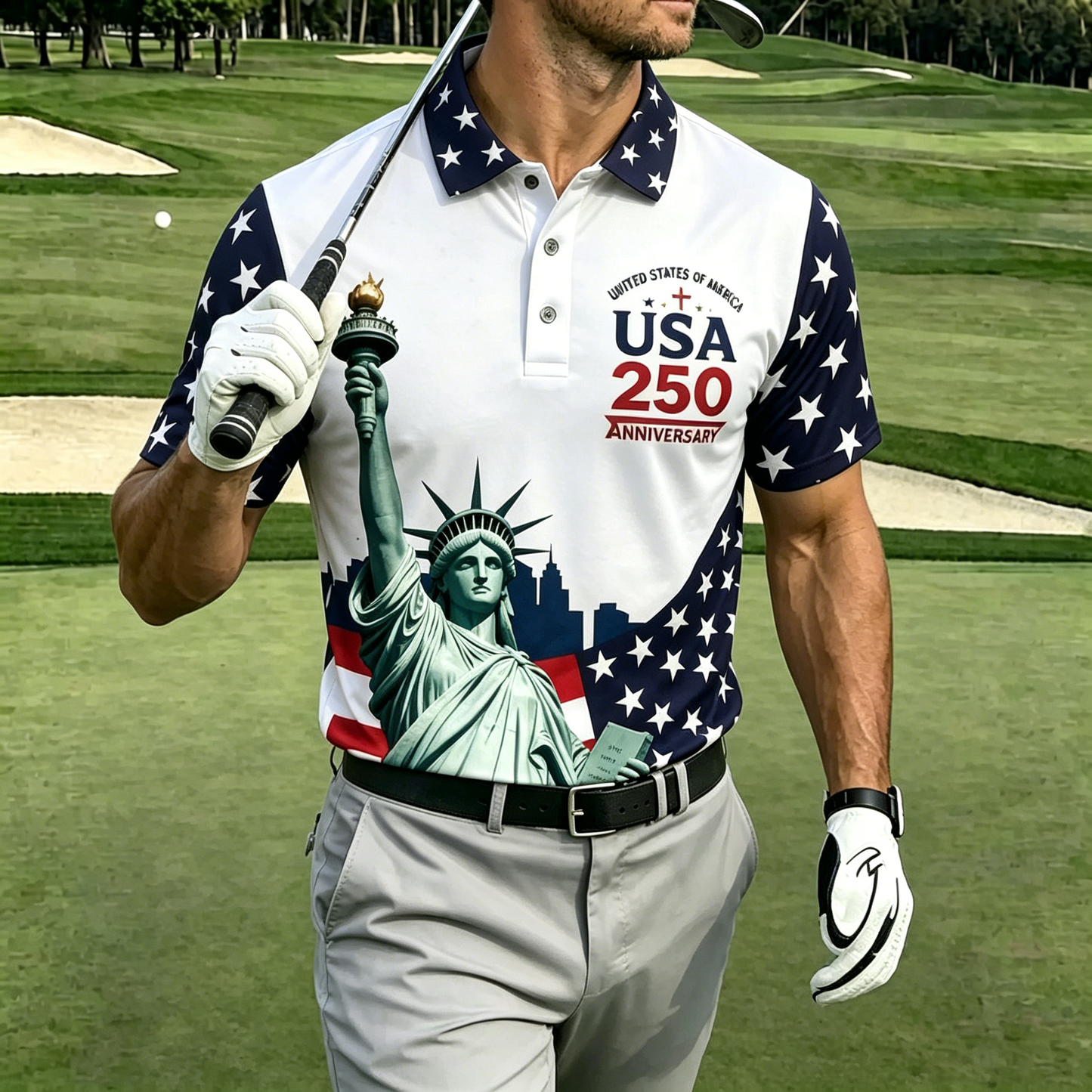 USA 250th Men's short-sleeved polo shirt ZM7025 - GLOWUP