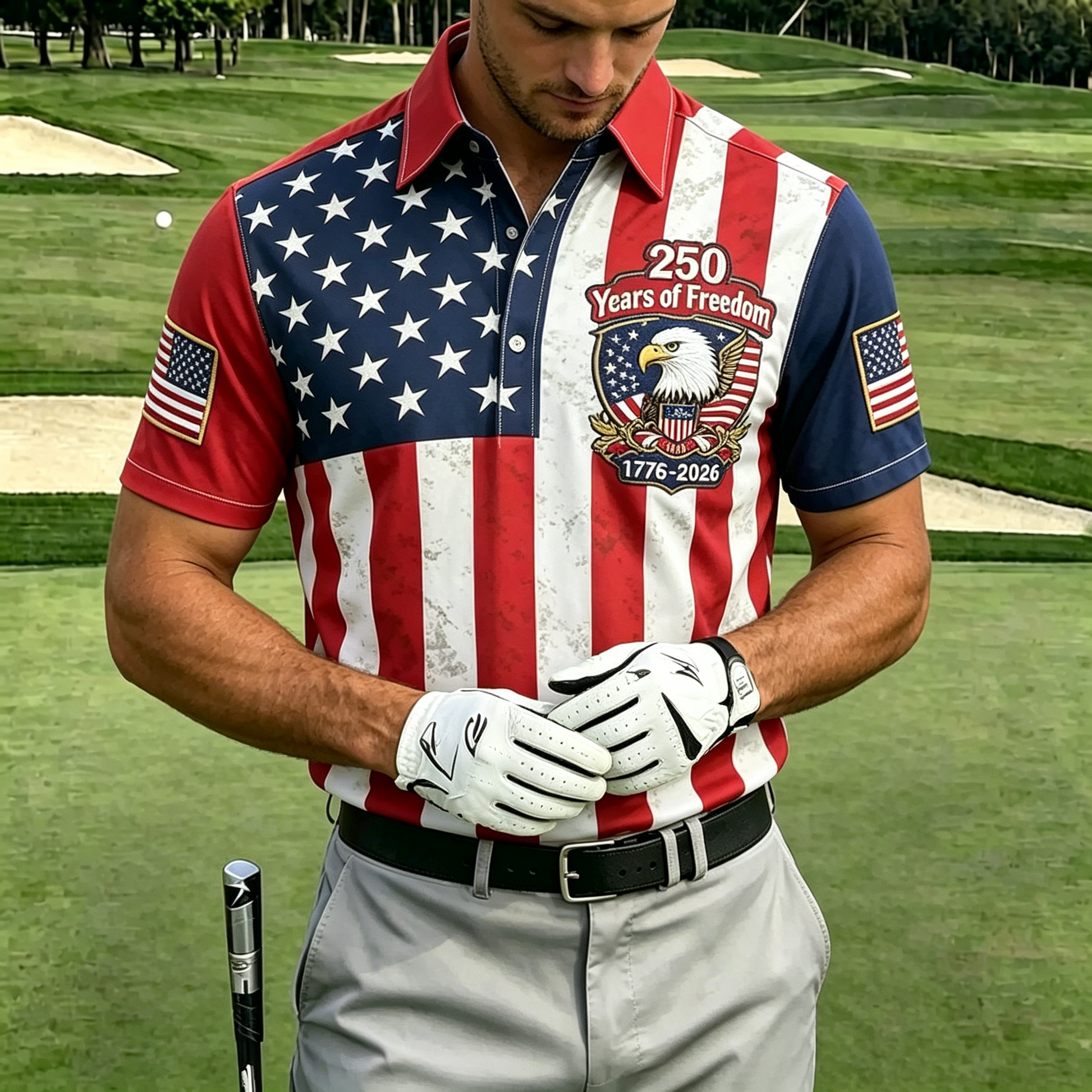 USA 250th Men's short-sleeved polo shirt ZM7037 - GLOWUP