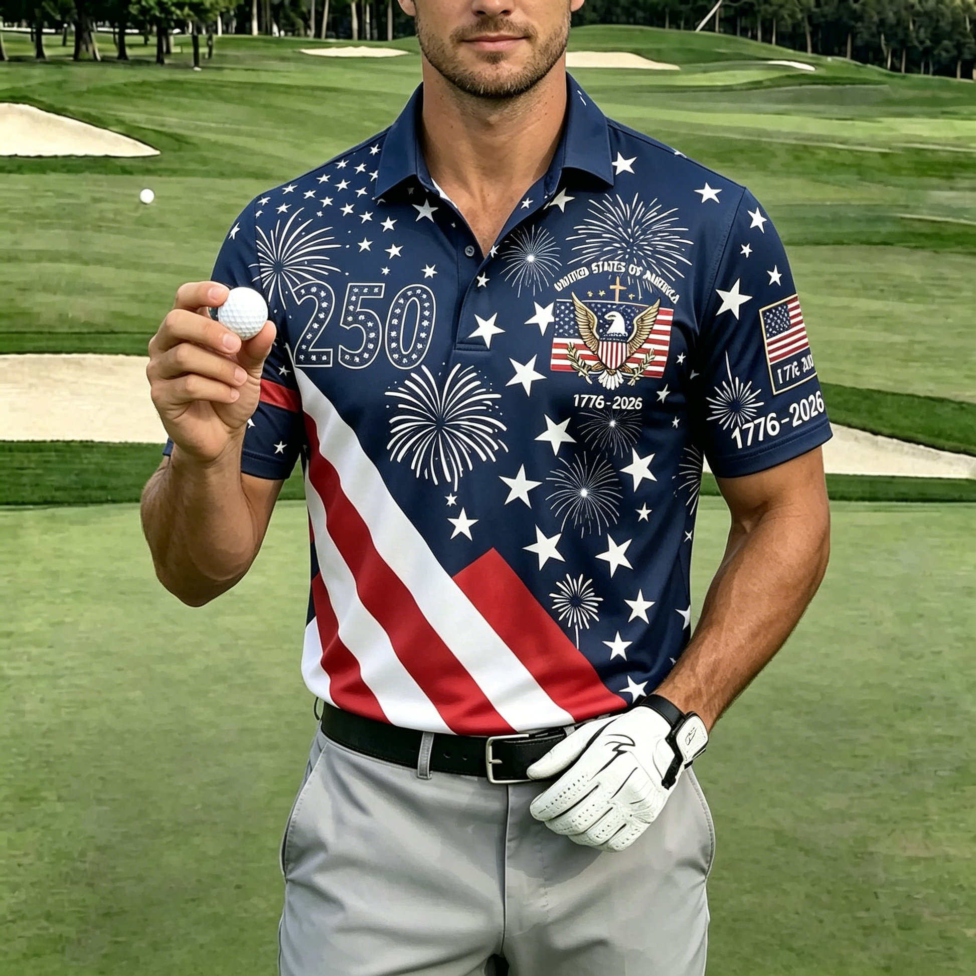 USA 250th Men's short-sleeved polo shirt ZM7028 - GLOWUP