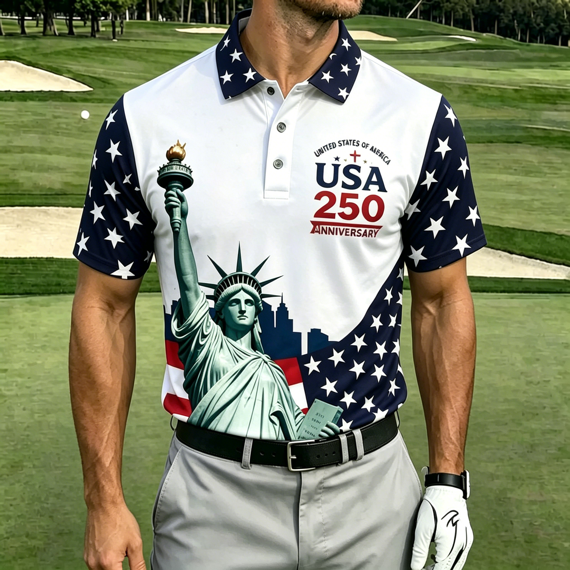 USA 250th Men's short-sleeved polo shirt ZM7025 - GLOWUP
