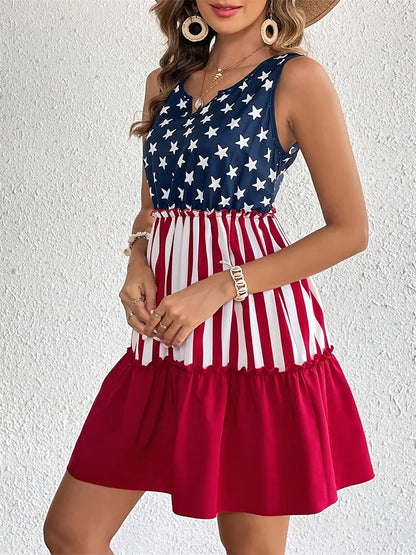 USA 250th American flag sleeveless dress - GLOWUP