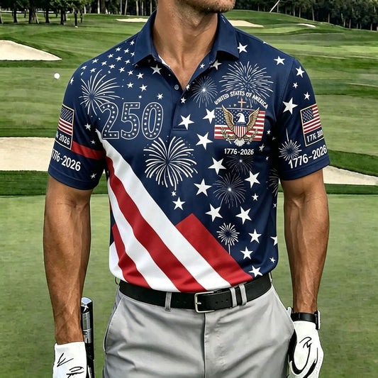 USA 250th Men's short-sleeved polo shirt ZM7028 - GLOWUP