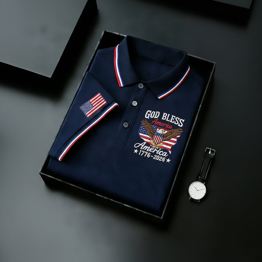 USA 250th Men's short-sleeved polo shirt ML22 - GLOWUP