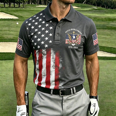 USA 250th Men's short-sleeved polo shirt ZM7014 - GLOWUP