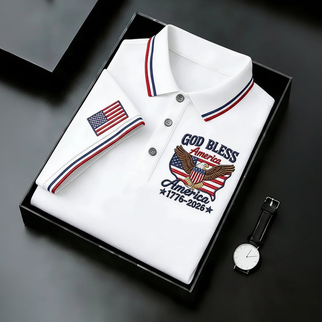 USA 250th Men's short-sleeved polo shirt ML22 - GLOWUP