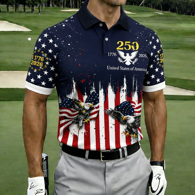 USA 250th Men's short-sleeved polo shirt ZM7011 - GLOWUP
