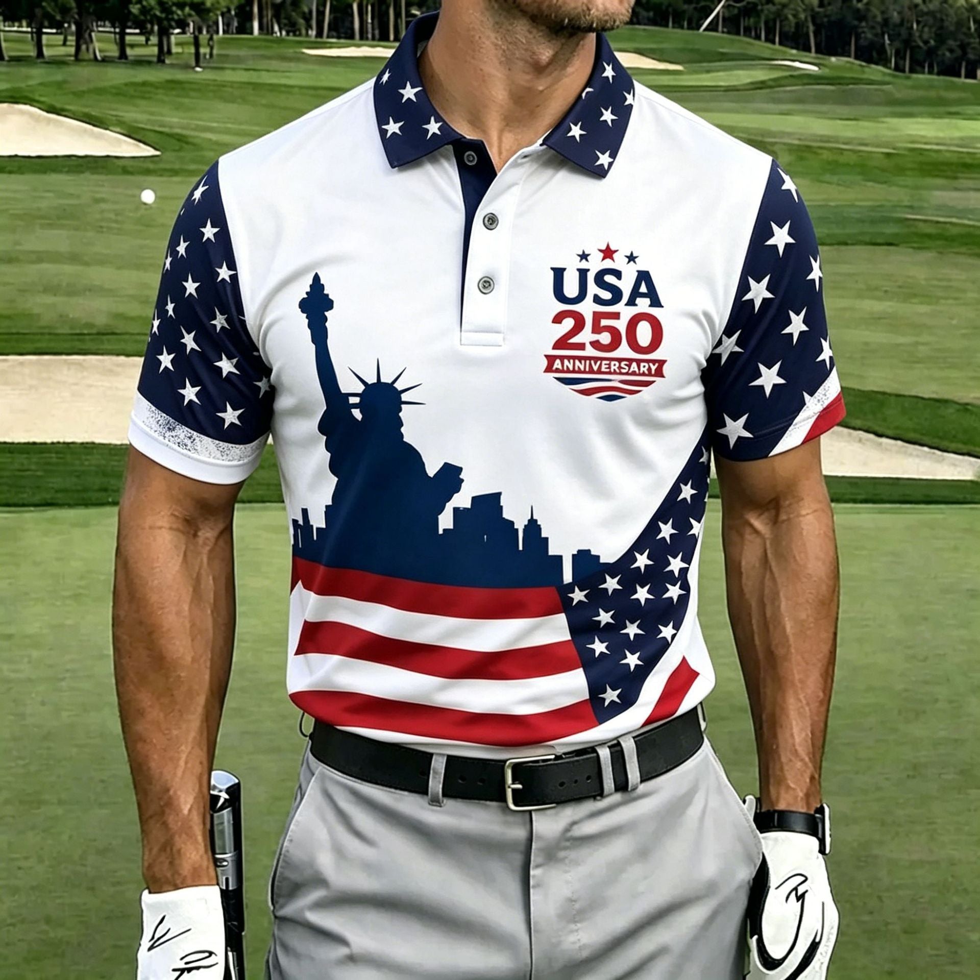 USA 250th Men's short-sleeved polo shirt ZM7022 - GLOWUP