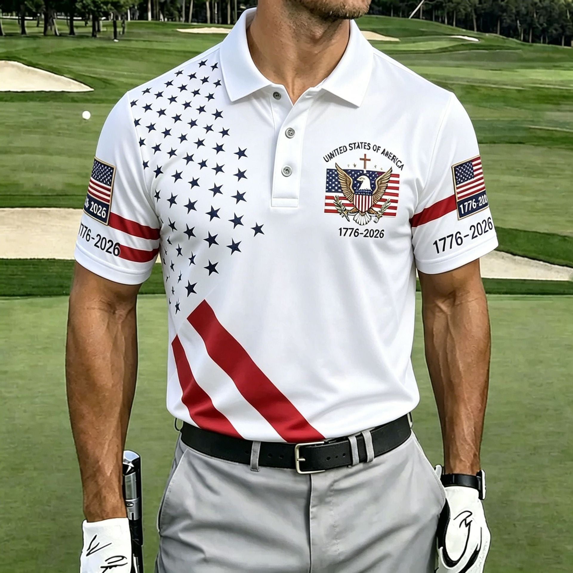 USA 250th Men's short-sleeved polo shirt ZM7014 - GLOWUP