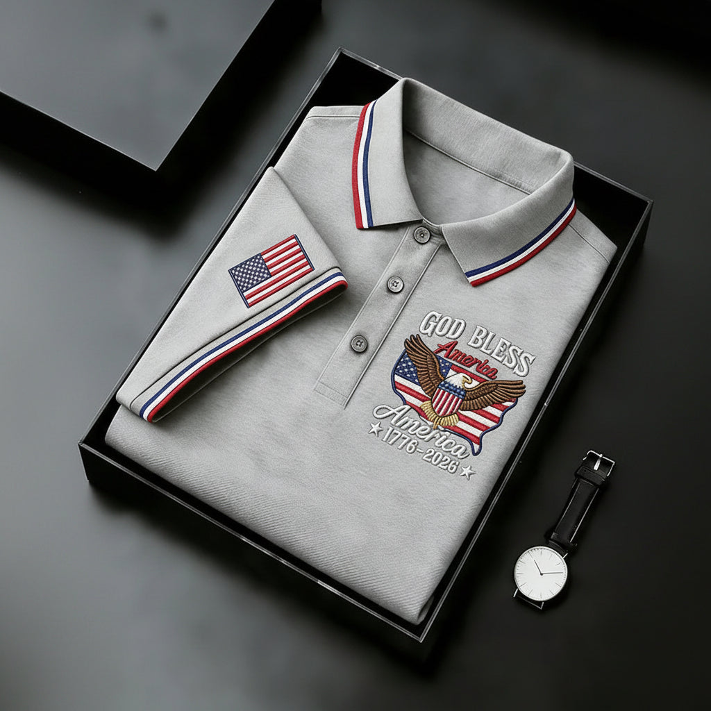 USA 250th Men's short-sleeved polo shirt ML22 - GLOWUP