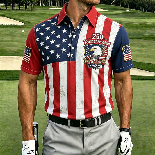 USA 250th Men's short-sleeved polo shirt ZM7037 - GLOWUP