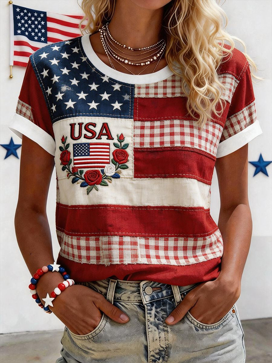 Women's Casual 250th Anniversary Fashion V-neck Short-sleeved T-shirt - GLOWUP