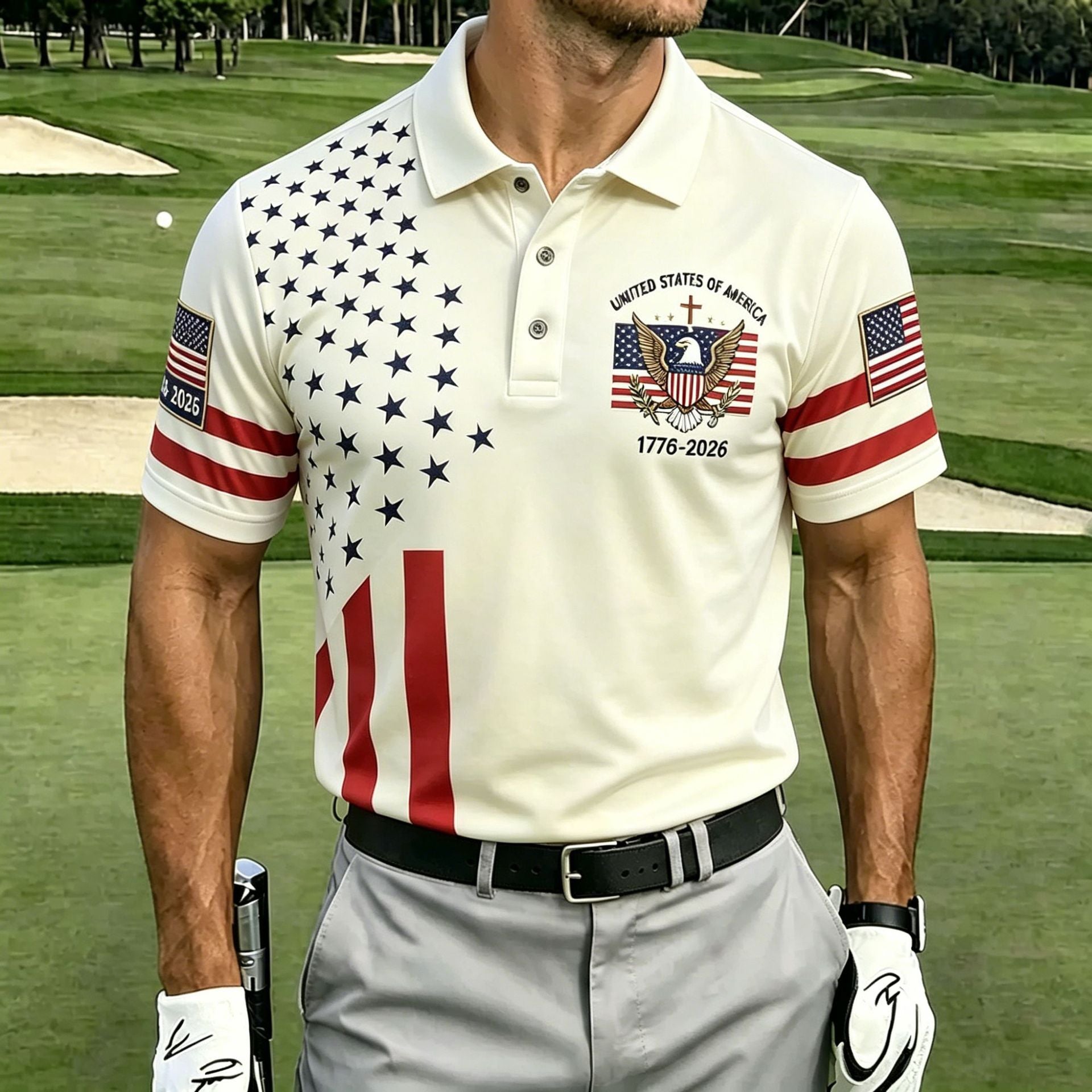 USA 250th Men's short-sleeved polo shirt ZM7014 - GLOWUP