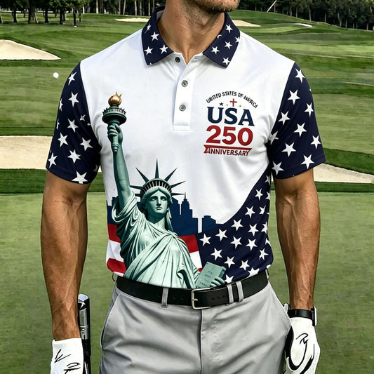 USA 250th Men's short-sleeved polo shirt ZM7025 - GLOWUP