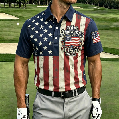 USA 250th Men's short-sleeved polo shirt ZM7037 - GLOWUP