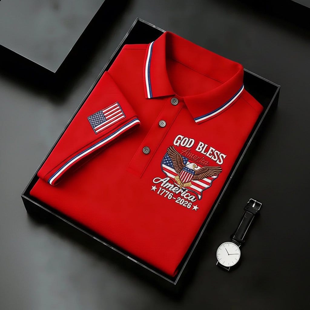 USA 250th Men's short-sleeved polo shirt ML22 - GLOWUP