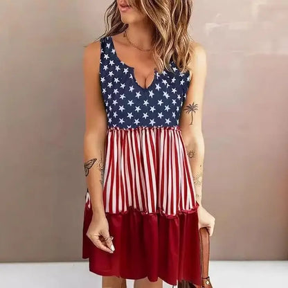 USA 250th American flag sleeveless dress - GLOWUP