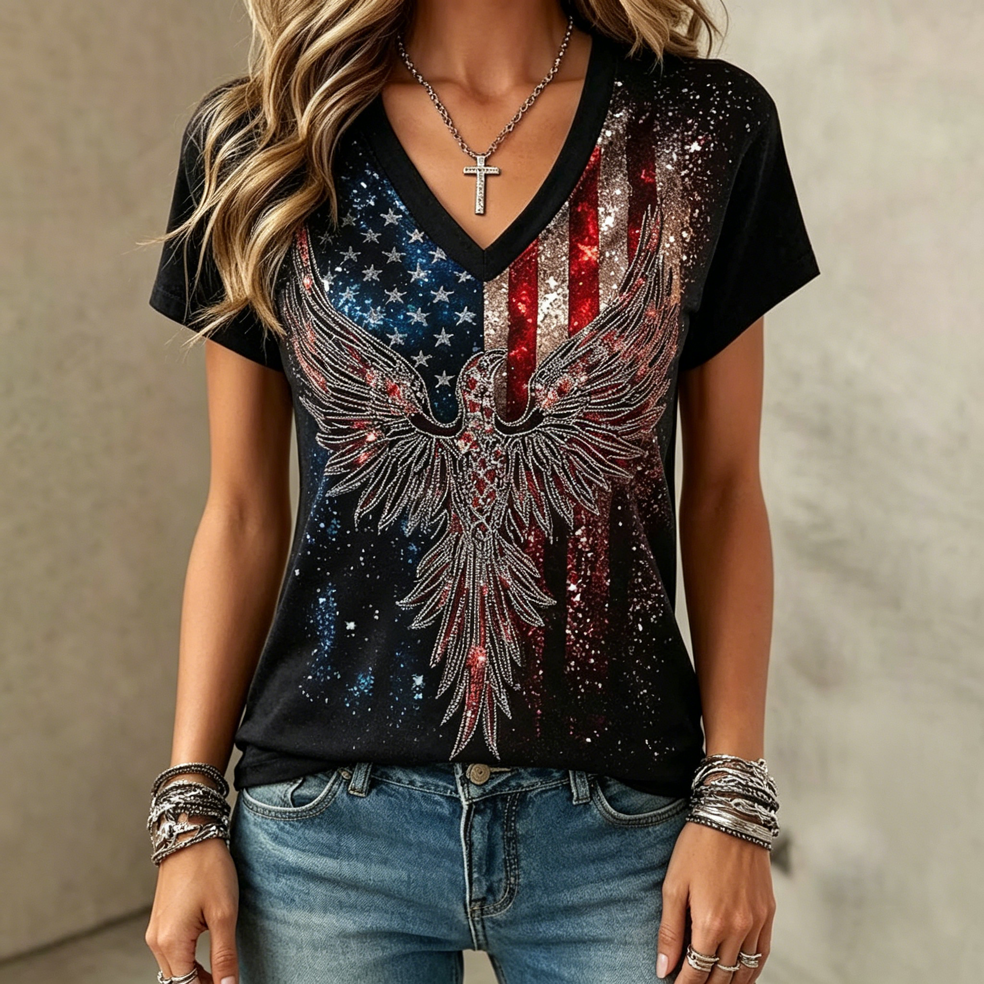 Women's Vintage Faith American Founding 250th Anniversary Short-Sleeved T-Shirt - GLOWUP
