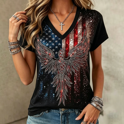 Women's Vintage Faith American Founding 250th Anniversary Short-Sleeved T-Shirt - GLOWUP