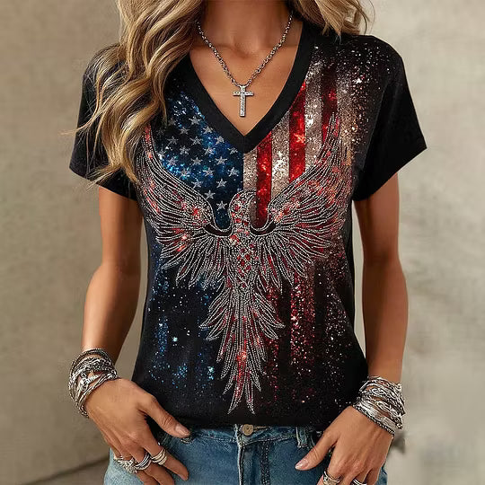 Women's Vintage Faith American Founding 250th Anniversary Short-Sleeved T-Shirt - GLOWUP