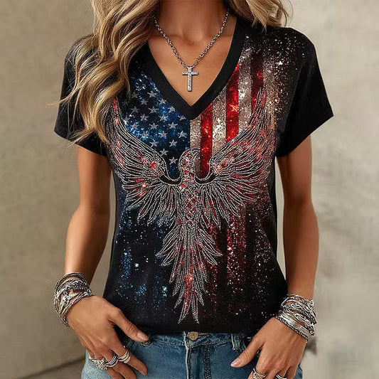 Women's Vintage Faith American Founding 250th Anniversary Short-Sleeved T-Shirt - GLOWUP