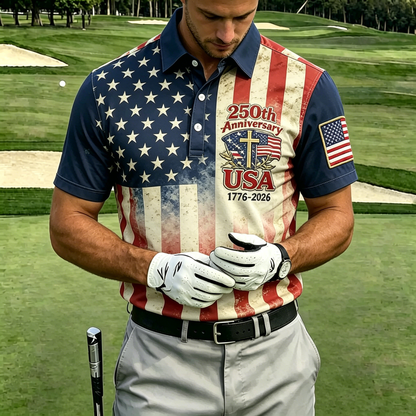 USA 250th Men's short-sleeved polo shirt ZM7037 - GLOWUP