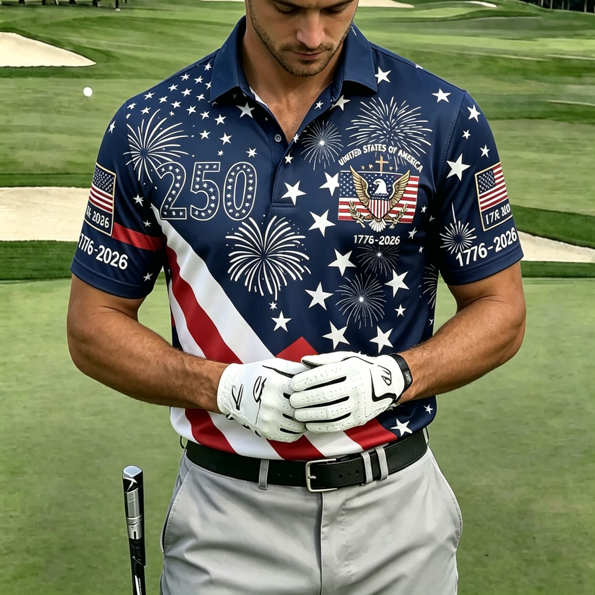 USA 250th Men's short-sleeved polo shirt ZM7028 - GLOWUP