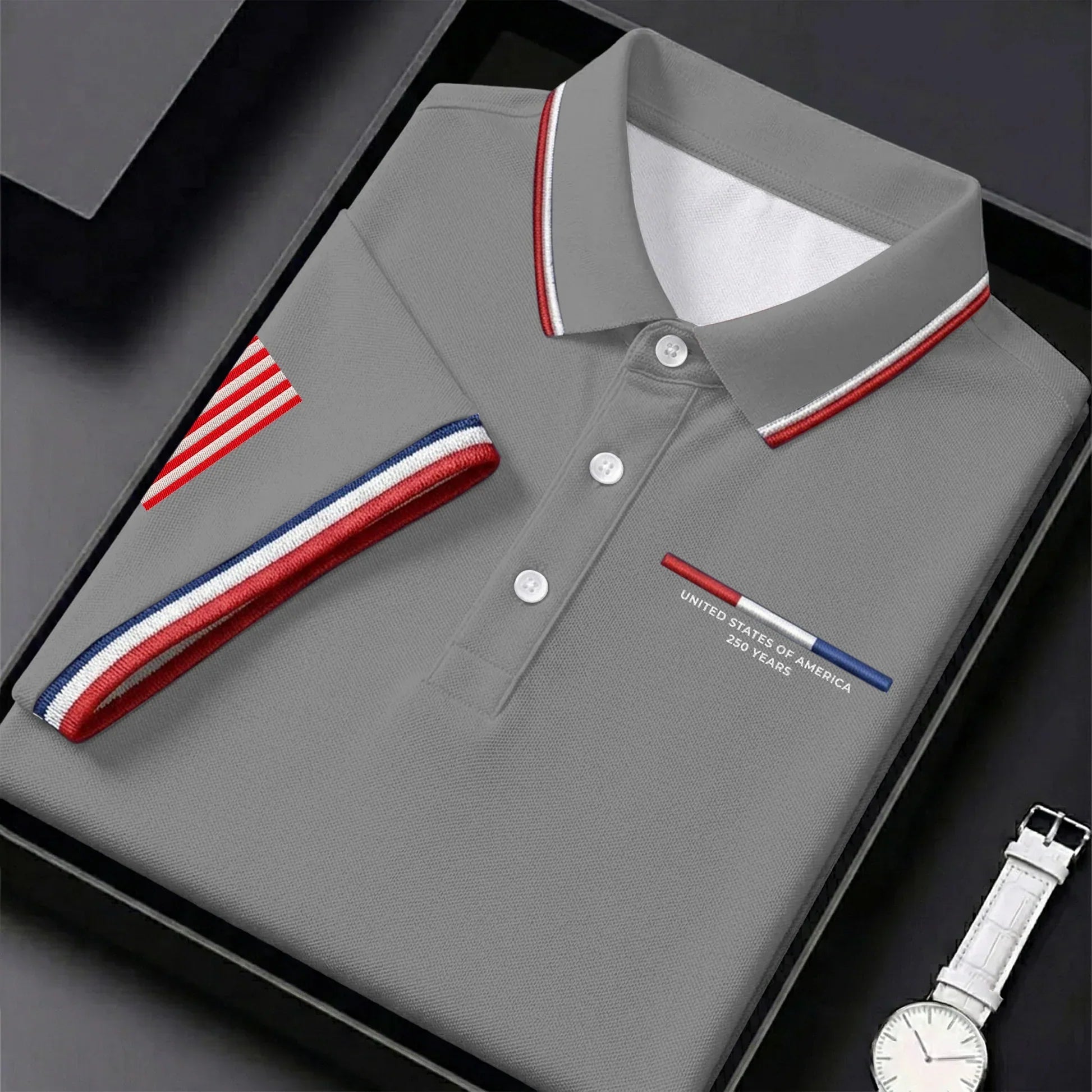 USA 250th Men's short-sleeved polo shirt ZM4705 - GLOWUP