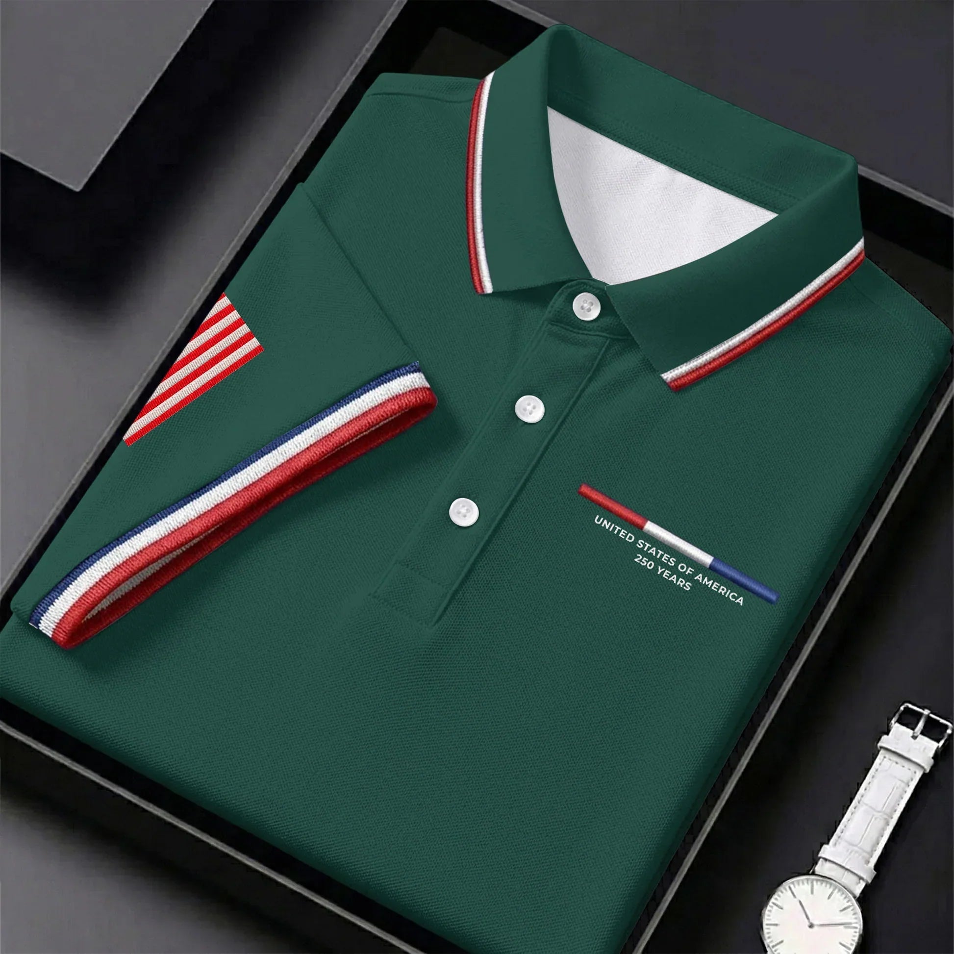 USA 250th Men's short-sleeved polo shirt ZM4705 - GLOWUP