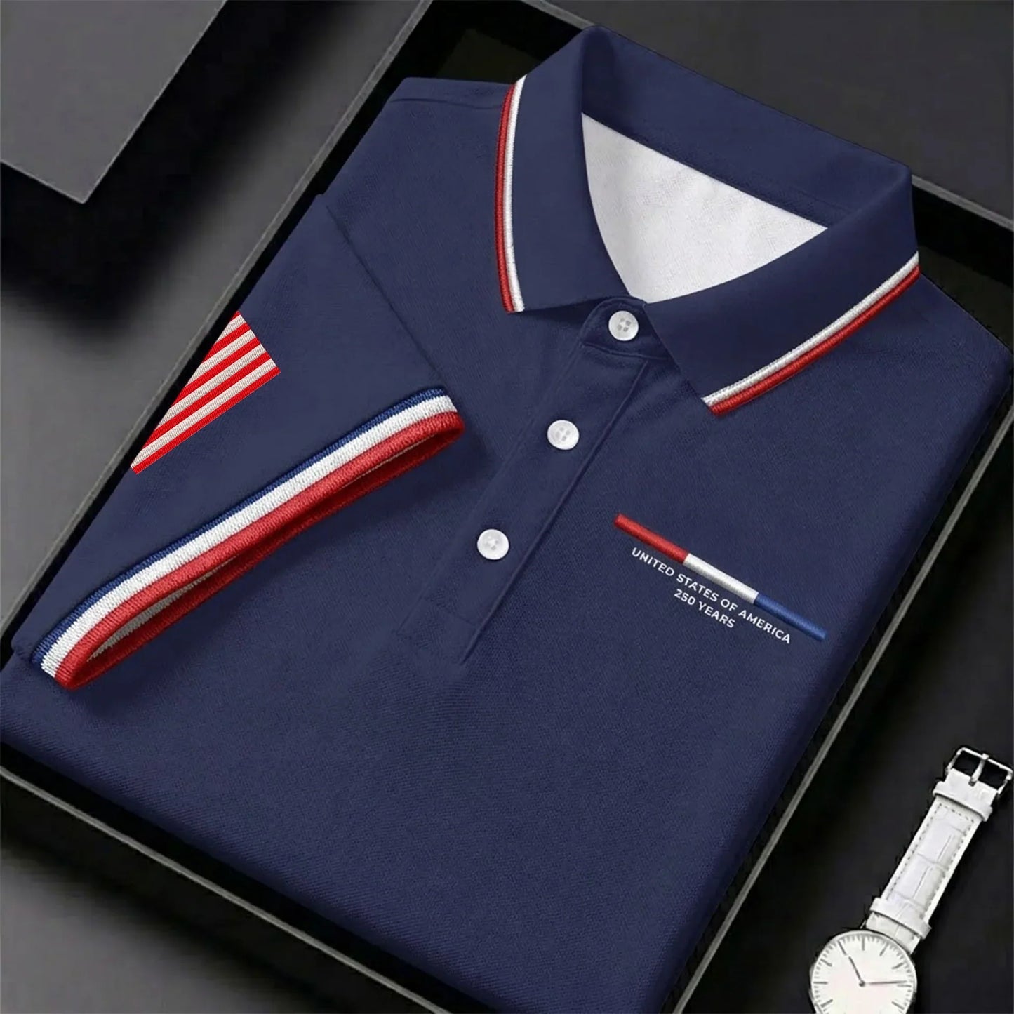 USA 250th Men's short-sleeved polo shirt ZM4705 - GLOWUP